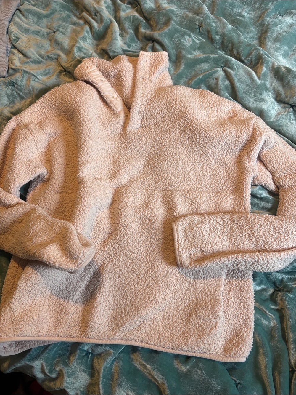 Cozy Women's Sherpa Pullover Jacket - pink